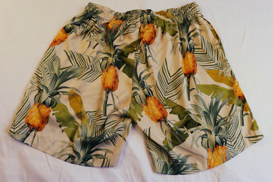 Corak Satin Tropical Shorts,Size Extra Large
