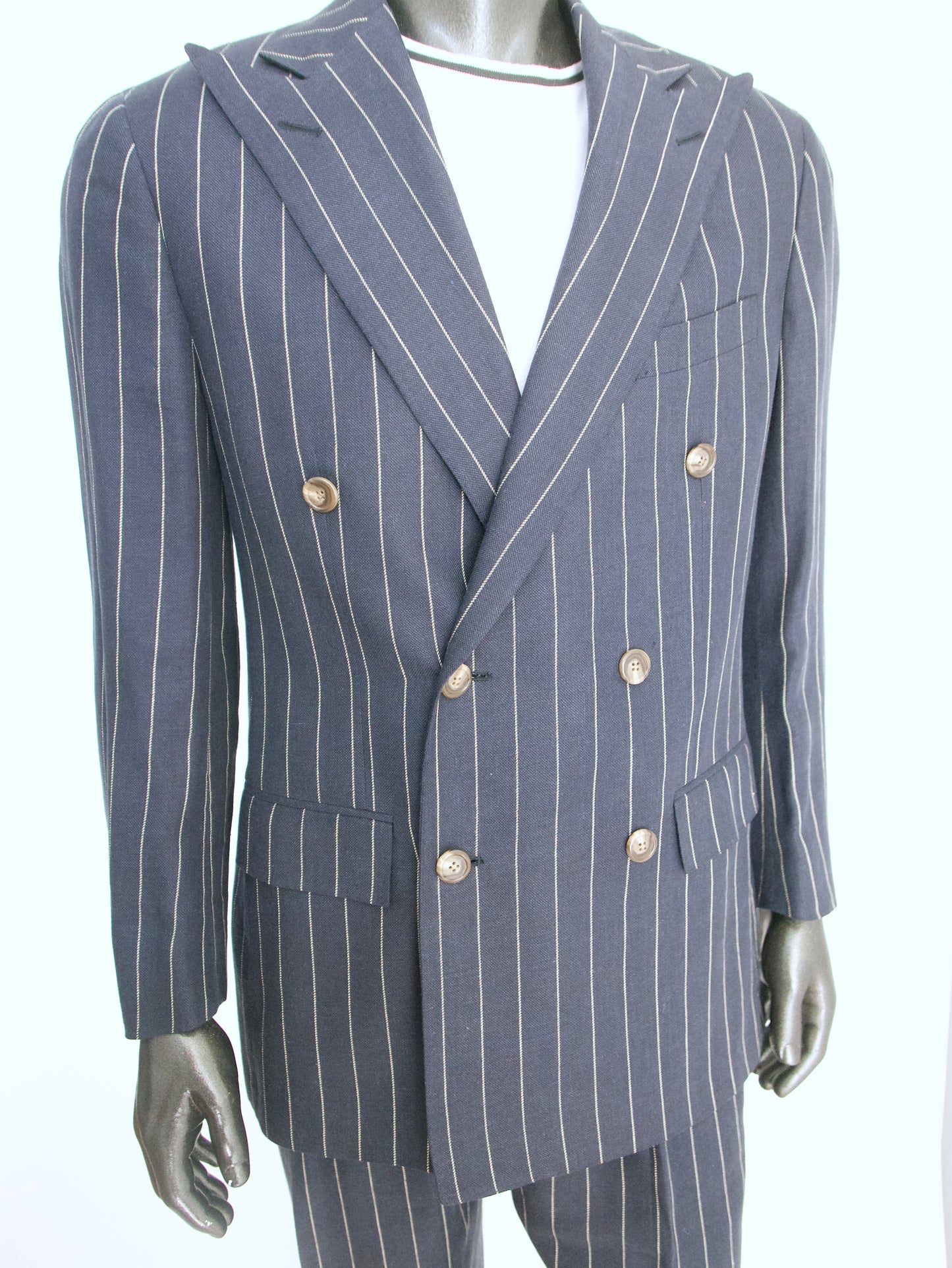 Polo Ralph Lauren Double-Breasted Pinstripe Virgin Wool Suit, Size 39R