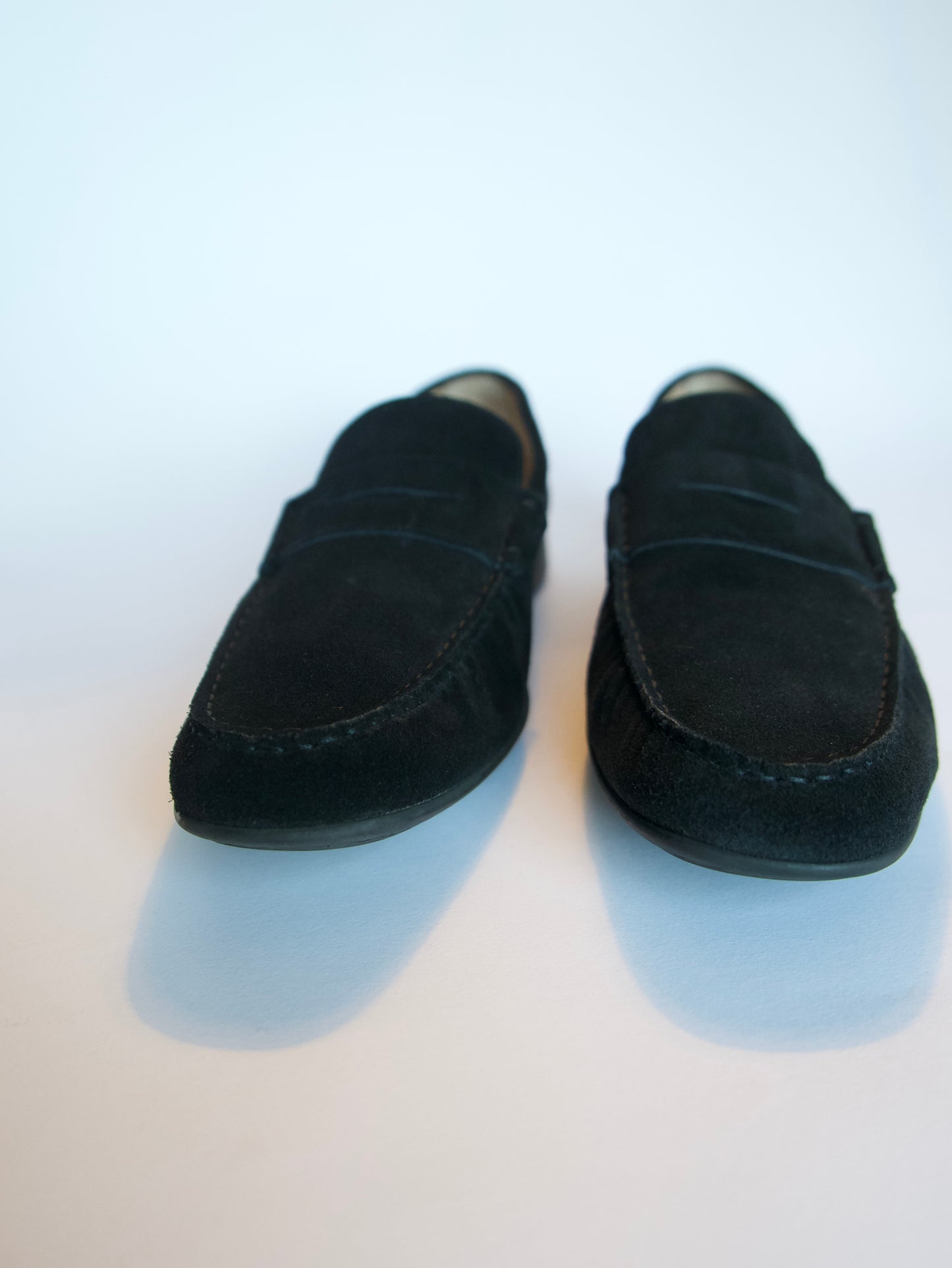 Crockett & Jones Genoa Black Suede Driving Penny Loafers, Size 8