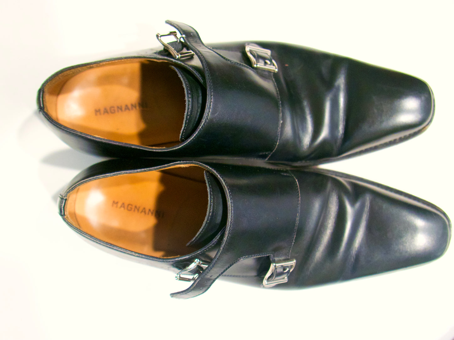 Magnanni Lucio Black Double Strap Monk Shoes, Size 10
